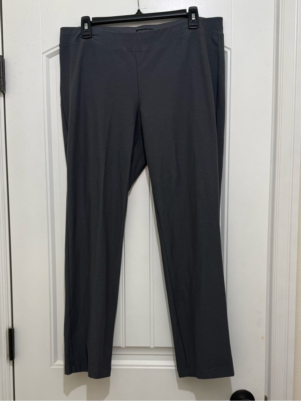 Eileen Fisher Washable Stretch Crepe Pull On Gray Ankle Pants - Womens Medium